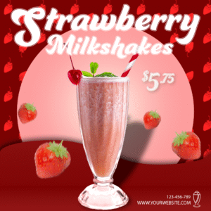 Strawberry Milkshakes social media concept post