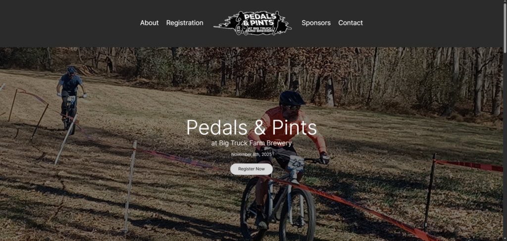 Pedals & Pints Cycling event webpage