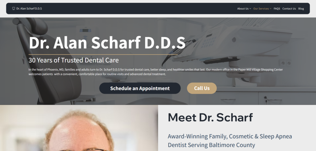 Dr. Alan Scharf D.D.S Freelance Web design project.